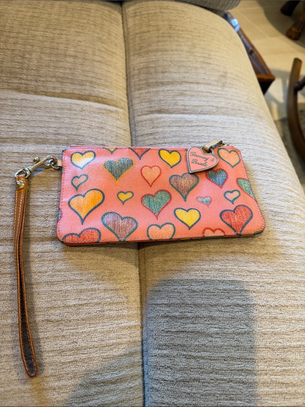 Dooney & Bourke vintage Pink Multicolor Heart Wristlet